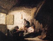 Village Tavern with Four Figures sag